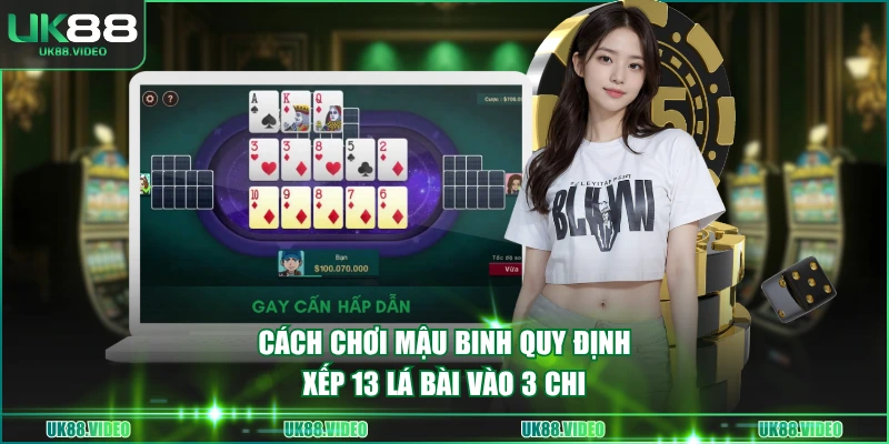 Cách chơi Mậu Binh quy định xếp 13 lá bài vào 3 chi